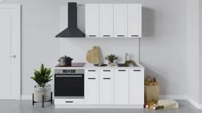 Кухонный гарнитур «Лорас» длиной 180 см со шкафом НБ (Белый/Холст белый)