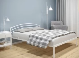 Кровать Марго Металл, 140х190 мм, Белый муар, Белый муар